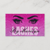 Roze Ombre Glitter Lash Technician Scan QR-code Visitekaartje (Voorkant)