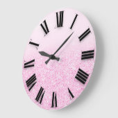 Roze Ombre Glitter Minimale Romeinse cijfers Grote Klok (Hoek)