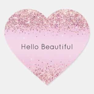 Roze Ombre Glitzy Glitter Sparkle Hart Sticker