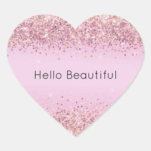 Roze Ombre Glitzy Glitter Sparkle Hart Sticker (Voorkant)