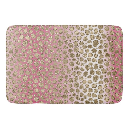 Roze ombre Gold Glitter Glitz Leopard Print Badmat (Voorkant)
