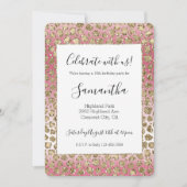 Roze ombre Gold Glitter Glitz Leopard Print    Kaart (Voorkant)