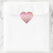 Roze ombre Gold Glitter Heart Hart Sticker (Tas)