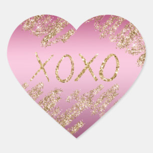 Roze ombre Gold Glitter Heart Hart Sticker