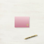 Roze ombre Gold Glitter Heart Post-it® Notes (Op bureau)