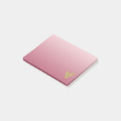Roze ombre Gold Glitter Heart Post-it® Notes (Schuin)