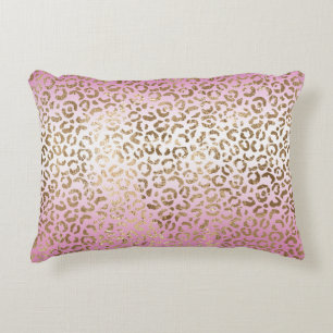 Roze ombre Gold leopard Print Accent Kussen