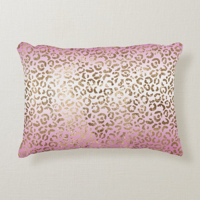 Roze ombre Gold leopard Print Accent Kussen (Voorkant)