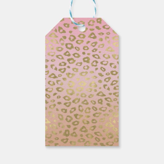 Roze ombre Gold leopard Print Cadeaulabel (Achterkant)