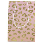 Roze ombre Gold leopard Print Medium Cadeauzakje (Achterkant)