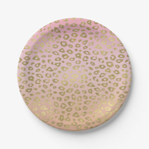 Roze ombre Gold leopard Print Papieren Bordje