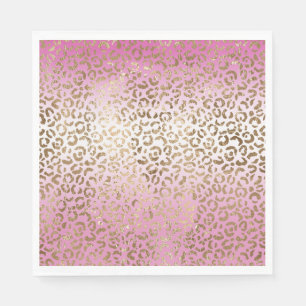 Roze ombre Gold leopard Print Servet