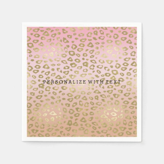 Roze ombre Gold leopard Print Servetten (Voorkant)