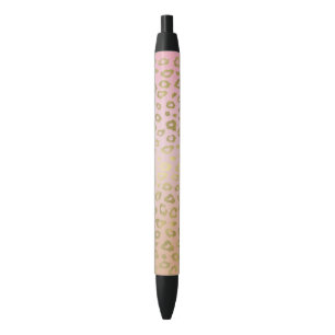 Roze ombre Gold leopard Print Zwarte Inkt Pen