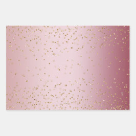 Roze Ombre Goud Glitz Sparkle Stripes Luipaard Inpakpapier Vel