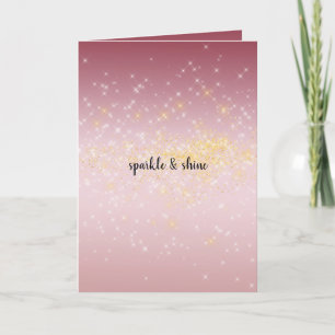 Roze Ombre Goud Wit Sparkles Kaart