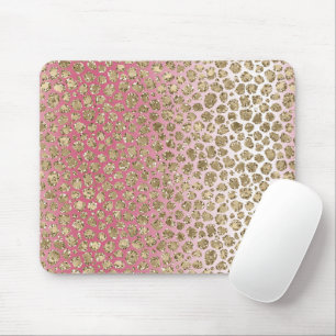 Roze Ombre Gouden Glitter Glamoureuze Luipaardprin Muismat