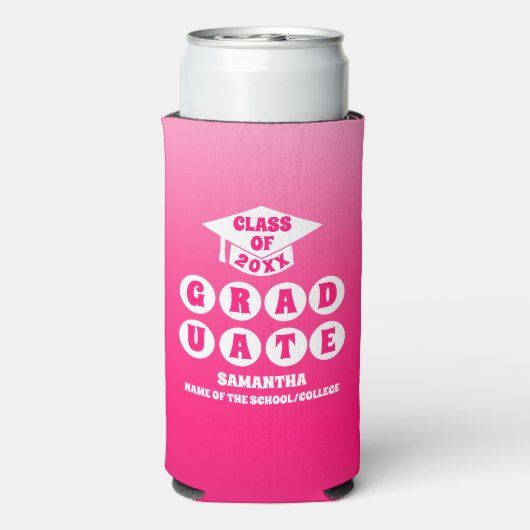 Roze Ombre Gradient Graduation Party (Seltzer Achterkant)