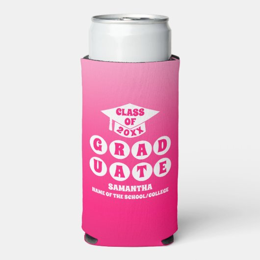 Roze Ombre Gradient Graduation Party (Seltzer Voorkant)