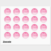 Roze Ombre Hand Lettered Aangepaste Baby Shower Ronde Sticker (Vel)