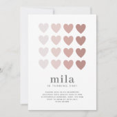 Roze Ombre Harten Verjaardagsuitnodiging Kaart (Voorkant)