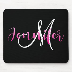 Roze Ombre Jennifer met aanpasbaar monogram Muismat