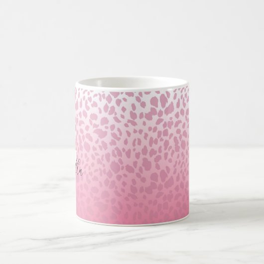 Roze ombre Leopard Pattern Aangepaste Monogram & N Koffiemok (Center)