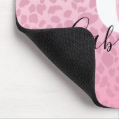Roze ombre Leopard Pattern Aangepaste Monogram & N Muismat (Hoek)