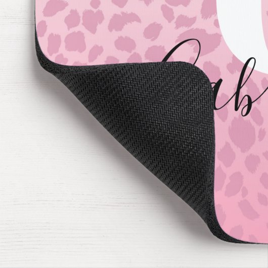 Roze ombre Leopard Pattern Aangepaste Monogram & N Muismat (Hoek)