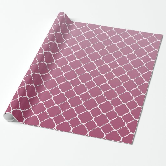 Roze Ombre Quatrefoil Cadeaupapier (Uitgerold)