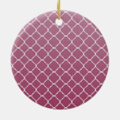 Roze Ombre Quatrefoil Monogram Keramisch Ornament (Achterkant)
