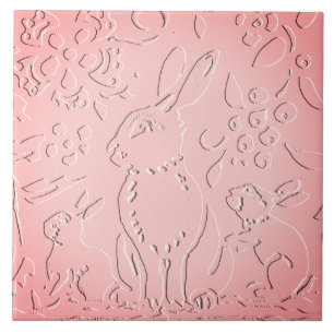 Roze Ombre Rabbit Woodland Ingegraveerde Florence  Tegeltje