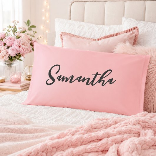 Roze Ombre Script Naam Kussensloop