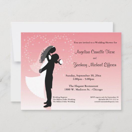 Roze ombre Silhouette — Formele uitnodiging voor h (Voorkant)