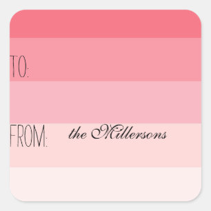 Roze Ombre Strepen Cadeau Label