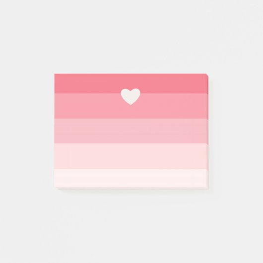Roze ombre Stripes met hart Post-it® Notes (Voorkant)