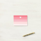 Roze ombre Stripes met hart Post-it® Notes (Op bureau)