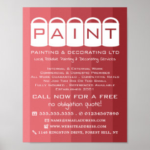 Roze ombre, verfemmers, verf en decorator poster
