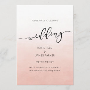 Roze ombre watercolor elegante uitnodiging