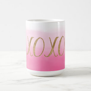 Roze Ombre Waterverf Goud Glitzy Glam XOXO Koffiemok