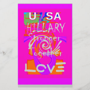 Roze omrande Hillary Inspiratie Kunstprint Briefpapier
