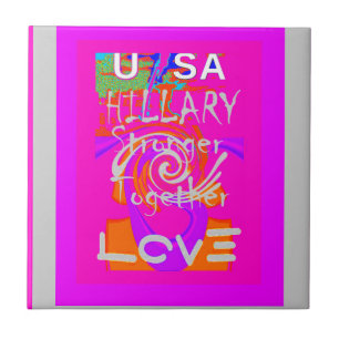 Roze omrande Hillary Inspiratie Kunstprint Tegeltje