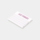 Roze omtrek Zwarte Schaduw Blok Letters Lined Post-it® Notes (Schuin)