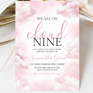 Roze On Cloud 9 Baby Shower Kaart