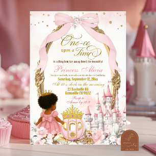 Roze Once Upon a Time Afrikaans meisje 1e verjaard Kaart