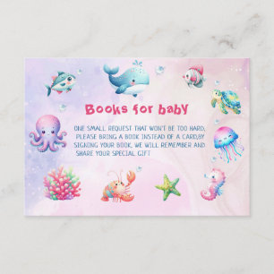 Roze onder het Zee Baby shower Boeken voor Baby Informatiekaartje