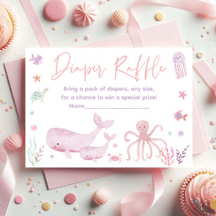 Roze Onder het Zee Baby shower Luier Raffle Informatiekaartje
