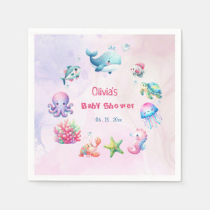 Roze onder het Zee meisje Baby shower Servet
