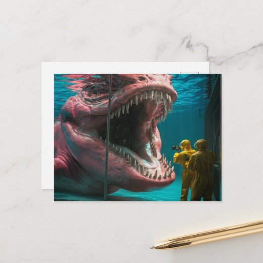 Roze onderzees monster briefkaart (Voorkant / Achterkant in situ)