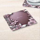 Roze Onderzetter Floral Paper (Schuin)